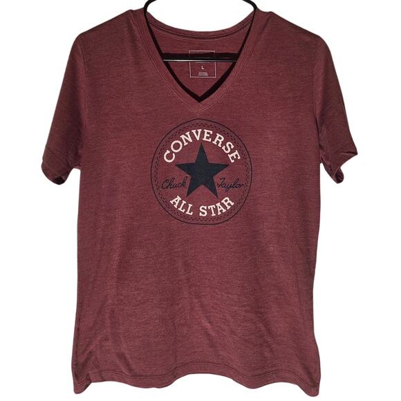 Converse All Star Maroon T-Shirt - Women's Large - Picture 1 of 4